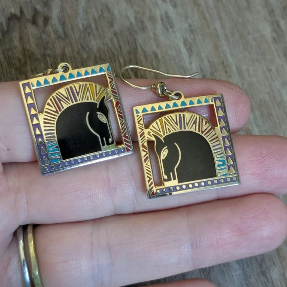 LAUREL BURCH Vintage Equus Earings - Gold Horse Design - Picture 6 of 6